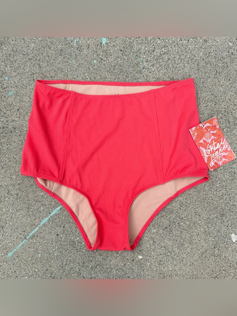 Kortni Jeane High-Waist Bikini Bottoms in Coral size medium new with tags